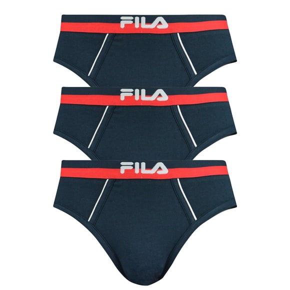 FILA Men's briefs, 3-pack - Briefs, logo waistband, Urban, Cotton Stretch, solid color Navy L (Large)