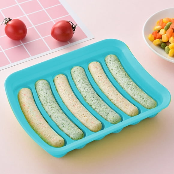 Skimsklo Moule à Saucisses en Silicone avec Couvercle 6 Compartiments Hot-Dog Maker pour Cuire du Jambon Presse à Saucisses / Moule Antiadhésif en Gel de Silice pour Viande avec Trous d'Aération pour Préparation de Repas / Va au Lave-Vaisselle Cuisine à