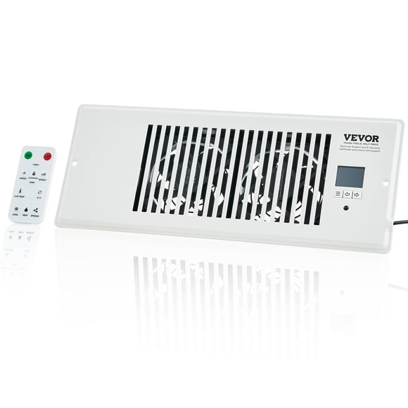 VEVOR Survolteur à Registre, Ventilateur Survolteur Silencieux pour Évent, Convient aux Trous de Registre 4” x 12”, avec Télécommande et Contrôle du Thermostat, Vitesse Réglable pour Chauffage Refroidissement Évent Intelligent, Blanc
