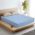 thumbnail image 1 of PiccoCasa Soft 100GSM Full Striped Bed Fitted Sheets 16 Inch Deep Pocket Steel blue, 1 of 7