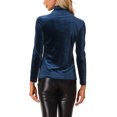 thumbnail image 3 of INSPIRE CHIC Chemise à Manches Longues pour Femme Col Montant en Velours Extensible Col Roulé Blouse Basique Hauts Bleu Foncé TP, 3 of 5