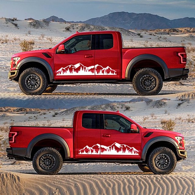 Autocollant de voiture, 2pcs Auto Body Sticker Auto Decal Vehicle Graphic With Mountain Tree Forest Design For Cars RVS Trucks Pickups SUVS Yachts