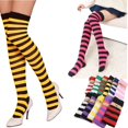 thumbnail image 1 of Womens Sheer Striped Thigh High Stockings Plus Size Over The Knee Socks, 1 of 5