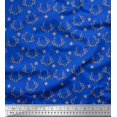 thumbnail image 1 of Soimoi Blue polyester Crepe Fabric Antler & Star Decor Fabric Printed Yard 42 Inch Wide, 1 of 5