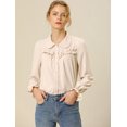 thumbnail image 3 of INSPIRE CHIC Women's Button Down Long Sleeve Cuff Ruffle Detail Blouse Shirt Tops, 3 of 6