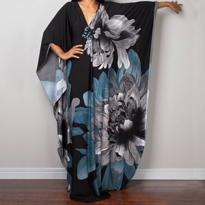 Heisall Swimsuit Cover ups Plus Size Caftans Beach Cover Up Maxi Beach Dress Vneck Batwing Sleeve Kaftan Dresses for Women
