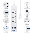 thumbnail image 3 of cpengpj Liquidation Parasurtenseur Barre d'Alimentation, Cordon d'Extension Protection Multiple 3 Prises 4 USB, 3 of 7