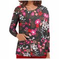 thumbnail image 1 of Pompotops Blouse à Manches Longues Imprimée avec Poches, Uniforme de Travail pour Femmes, Col en V, 1 of 6