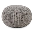 thumbnail image 1 of Simpli Home Pouf Rond Bohème en Tricot à la Main Shelby en Coton Gris Dove, 1 of 6