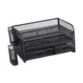 thumbnail image 1 of Document File Tray Rack Documents Storage Shelves Office Accessories Organization Paper Letter Tray Metal Magazine Desk Organizer for Home with Pencil Holders, 1 of 10