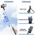 thumbnail image 3 of Tripod Extendable Selfie Stick Tripod for Phone . Length 67.2cm/26.5in with Detachable Phone Clip Remote Shutter Phone Tripod for Vlog Selfie Live Streaming Group Photo Video, 3 of 7