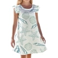 thumbnail image 2 of Chemise de Nuit d'Été pour Filles Imprimé Océan Mignon Manches Courtes Décontractée Confortable Robe de Pyjama pour Enfants 3-10 Ans, 2 of 3