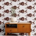 thumbnail image 2 of S4Sassy Self-Stick Decorative Boho Wallpaper, Fish Motif Wall Paper, Textured Vinyl Waterproof Contact Paper, Brown, 25"X240" Removable Renter Friendly Wall Covering For Bedroom, Dining Room, 2 of 9