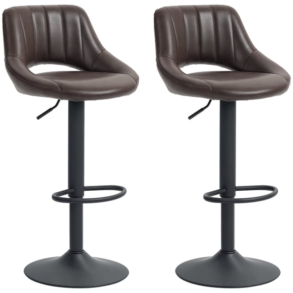 HOMCOM Bar Stools Set of 2 Swivel Adjustable Counter Height Barstools