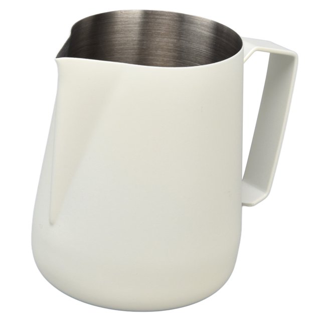 Milk Frother Pitcher, Clean 304 Stainless Steel Frothing Pitcher Professional Safe Food Grade Fall Resistant With Pointed For Coffee Machine White,Black,Yellow