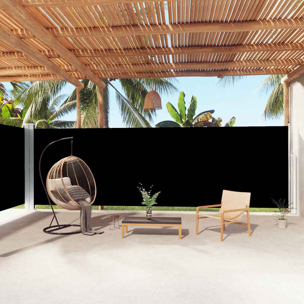 vidaXL Auvent Latéral Rétractable Noir 200x1000 cm