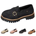 thumbnail image 2 of XIMIN Mocassins à Plateforme pour Femmes à Enfiler Confortables en Suède Mary Jane Bout Rond Uniforme Robe Église École Chaussures pour la Marche Mode Couleur Unie Décontracté Quotidien, 2 of 8