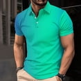 thumbnail image 2 of QATAINLAV Men's Casual Polos Shirt Fashion Gradient Color Print Short Sleeve Golf Shirts Summer Button Laple Work Tees Tops Multicolor XXL Saving Sales, 2 of 6