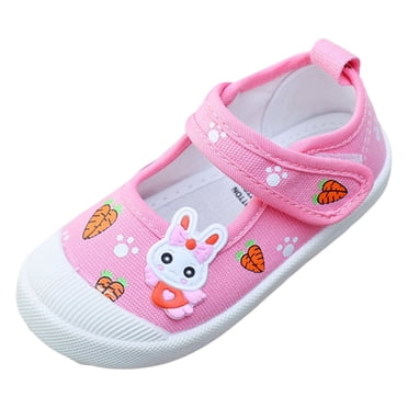 PMVFHDE Espadrilles pour Enfants Chaussures pour Enfants Confortables à Semelles Souples Plates Chaussures Décontractées Chaussures en Toile pour Enfants à Motif de Dessin Animé à la Mode Rose, 4-4,5 Ans