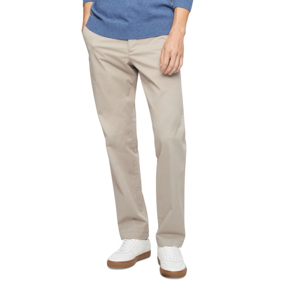 Calvin Klein Men;s Straight-Fit Stretch Chino Pants, Beige, 33X30