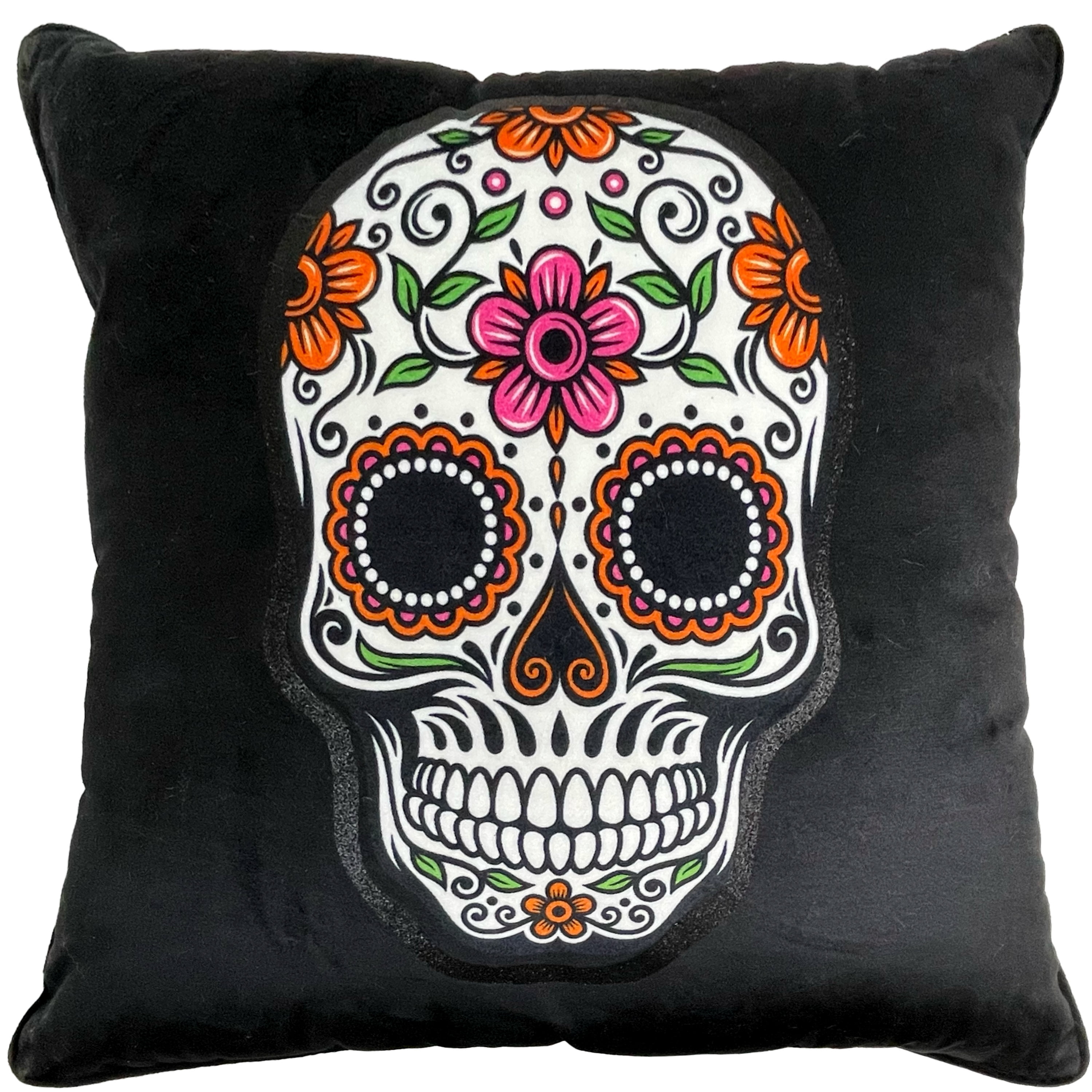 Way to Celebrate! Coussin décoratif floral à motif tête de mort