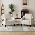thumbnail image 1 of MALOL Modern Accent Chair Set of 2 with Foldable Table, 2 Side Pockets,Upholstered Living Room Side Chair Wooden Fabric Armchair, Single Sofa for Bedroom/Office/Reception Room, Beige, 1 of 6