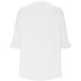 thumbnail image 3 of Plebaso Hauts d'Été pour Femmes à Volants Manches 3/4 Col Rond Chemises Plissées Décontractées Amples Tuniques Blouses, 3 of 7