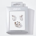 thumbnail image 1 of Claire's Jewelry Set Includes 20mm Silver Earrings Rope Style, and 4 Rings Size Small/Medium, Gift Box, Female, 91549, 1 of 1