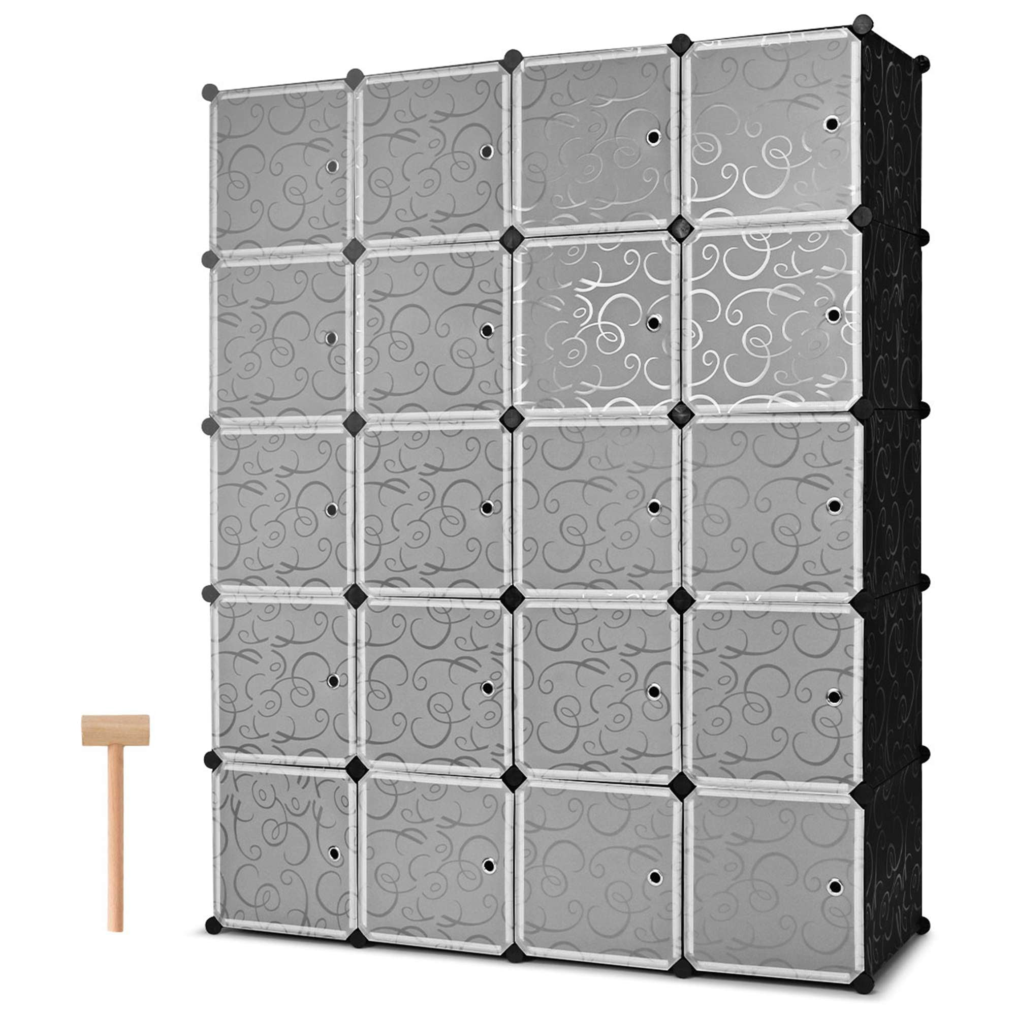 Costway DIY 20 Cube Portable Closet Storage Organizer Clothes Wardrobe Cabinet W/Doors
