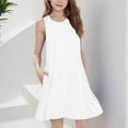 thumbnail image 4 of Yuyuzo Robes Midi d'Été pour Filles Amples Décontractées Sans Manches Mignonnes Ligne A Fluides Robe d'Été avec Poches, 4 of 7