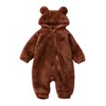 thumbnail image 1 of IROINID Aubaines Grenouillère pour Bébé à Manches Longues d'Hiver, Combinaison à Capuche avec Oreilles pour Nourrisson, Fermeture Éclair, Brun, 1 of 8