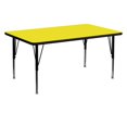 thumbnail image 1 of 30''W x 60''L Rectangular Yellow HP Laminate Activity Table - Height Adjustable Short Legs, 1 of 3