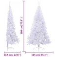 thumbnail image 4 of vidaXL Demi-Arbre de Noël Artificiel avec Support Blanc 180 cm PVC, 4 of 5
