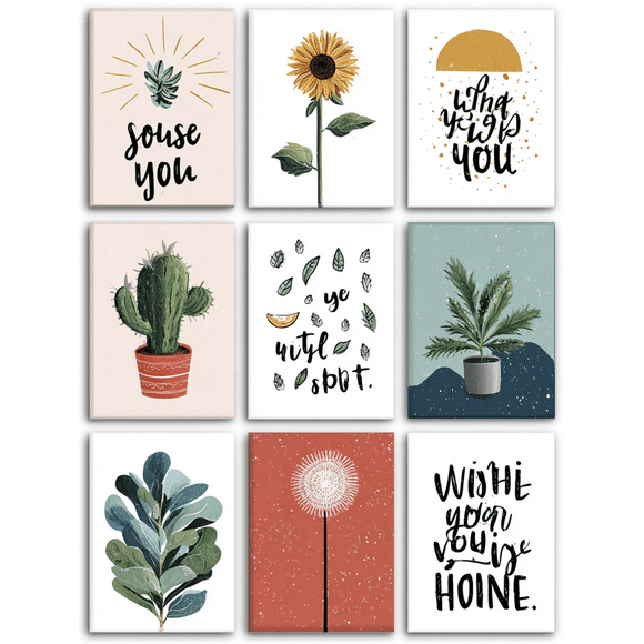 Qisvanset Botanical Motivational Quotes Canvas Wall Art 15.75x11.81 Inches
