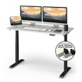thumbnail image 1 of MotionGrey Height Adjustable German Electric Dual Motors Sit to Stand Computer Home Table and Office Standing Desk - Black Frame with White Tabletop (140cmx71cmx2.5cm), 1 of 9