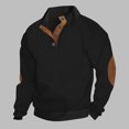 thumbnail image 2 of FAIWAD Mens Long Sleeve Pullover Tops Stand Collar Button Down Classic Color Block Plus Size Tops, 2 of 4
