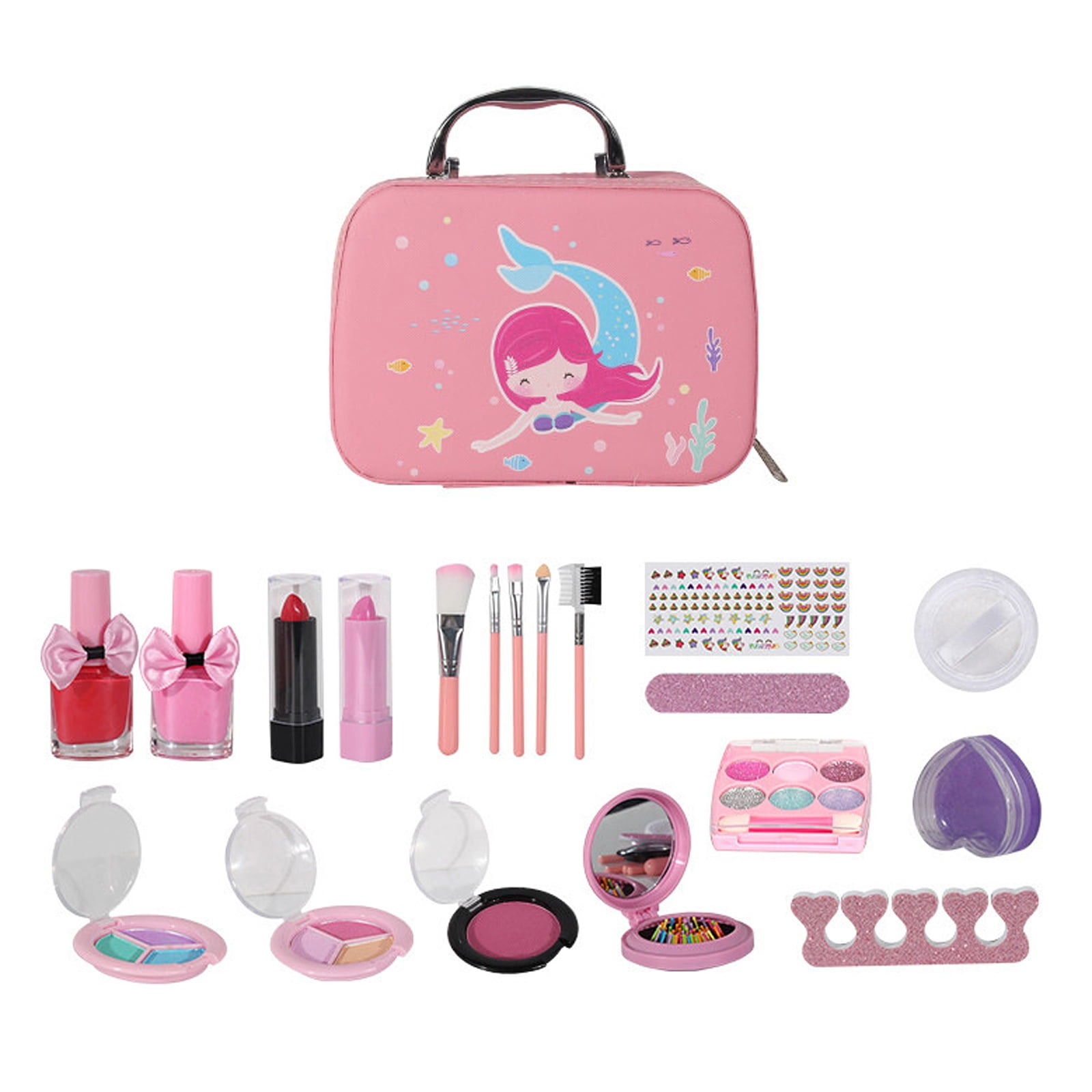 Girls Makeup Kit Real Kids Make Up Set Children's Cosmetic Toys Princess Makeup Handbag Beauty Play Set for Little Girls Party Christmas Birthday Gift, 20pcs/set