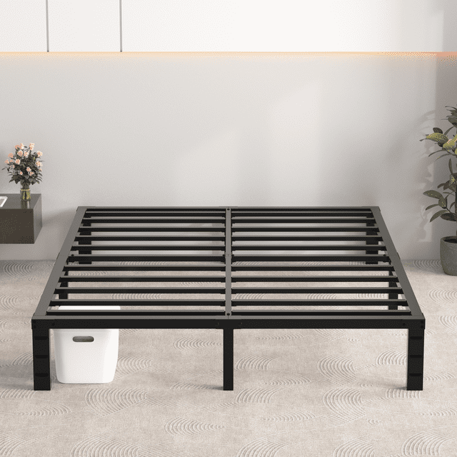 Cadre de Lit Simple GELBIY, Cadre de Lit Plateforme en Métal pour Lit Simple avec Espace de Rangement de 30 cm sous le Lit, Noir