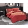 thumbnail image 1 of 3-Piece Duvet Cover Set, 1800 Thread Count, Button Closure, Solid Color - Cooling, Breathable Material- Wrinkle, Fade, Stain Resistant, Full/Queen, Rust, 1 of 5