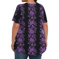 thumbnail image 4 of Pisexur Hauts de Printemps pour Femmes Blouses pour Femmes Chic Décontracté Mode pour Femmes Imprimé Col Rond Manches Courtes Plissé Ample Haut Multicolore,4TG, 4 of 6