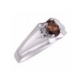 thumbnail image 3 of RYLOS Mens Rings 14K White Gold Classic Design 7X5MM Oval Gemstone & Diamond  Smoky Quartz June Birthstone Ring Size 12, 3 of 6