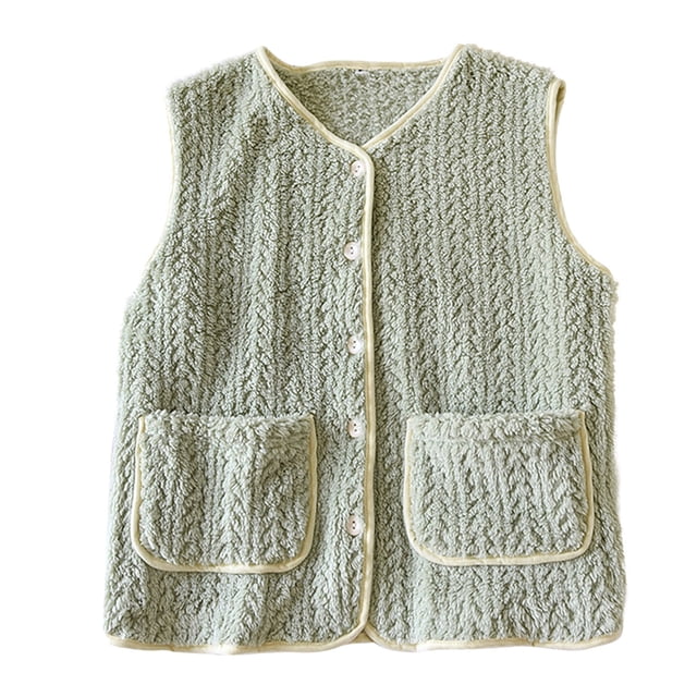 Women's Thick Fleece Loungewear with Solid Color and Warm Pockets for Winter