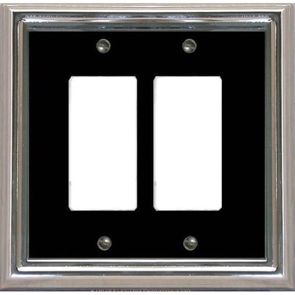 Atron Electro Industries Estate Black on Chrome Double Rocker Wall Plate