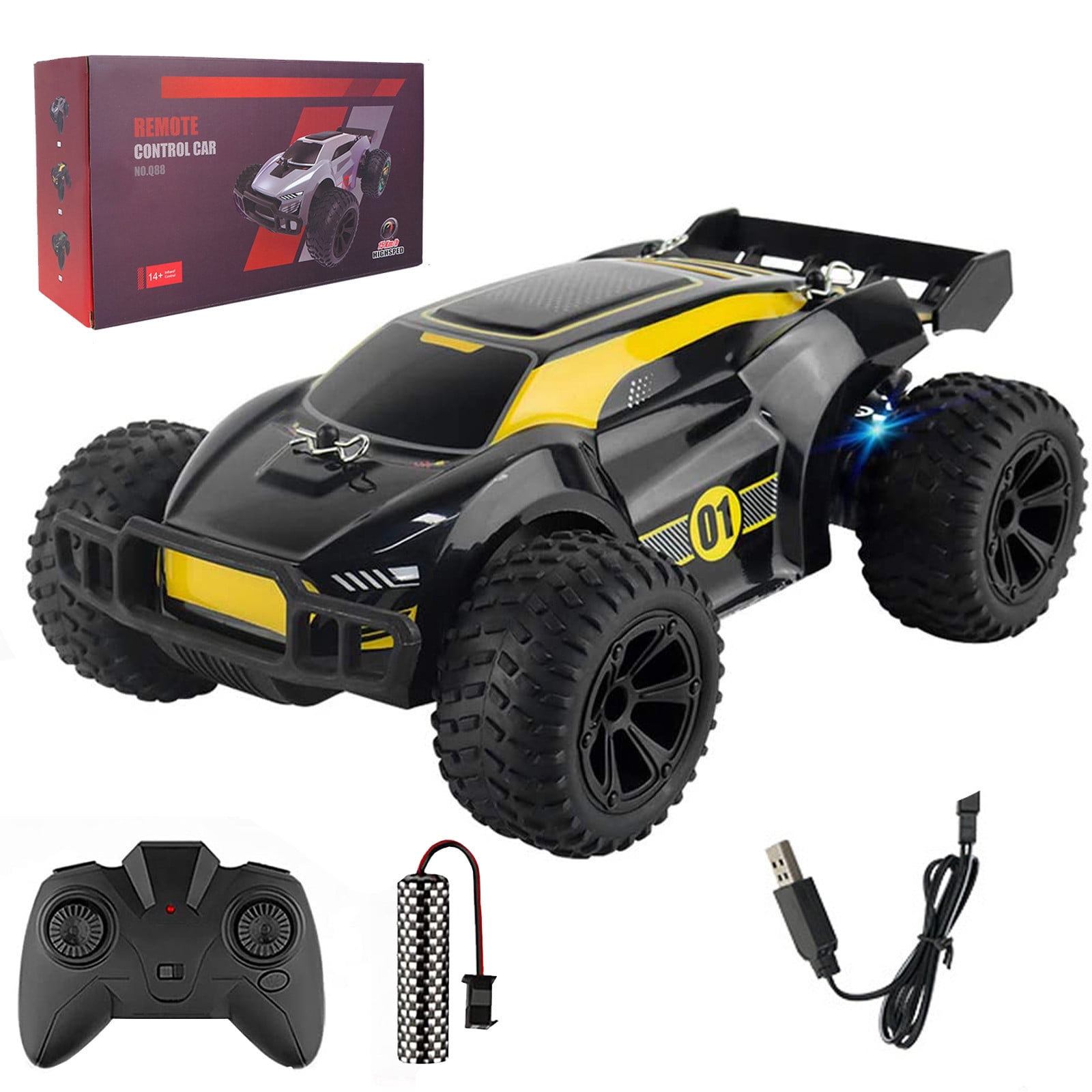 YANGHONGY Remote Control Car - 2.4GHz High Speed Rc Cars, Offroad Hobby Rc Racing Car Led