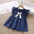 thumbnail image 3 of MesaSe MesaSe Robe d'Été Décontractée Mode Bébé Blanche Bleue Manches Courtes Nœud Princesse Douce Robe de Fête Vêtements pour Enfants, 3 of 6