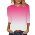 thumbnail image 1 of Hauts à Manches 3/4 pour Femmes Mode T-Shirt Imprimé Mi-Longueur Blouse Col Rond Hauts Décontractés T-Shirts pour Femmes Mode T-Shirts à Manches 3/4 pour Femmes, 1 of 5