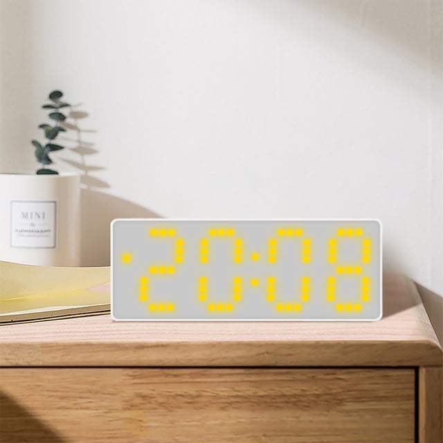 XYAIYT Réveil Numérique avec Affichage de la Température, Luminosité Réglable, Chiffres Faciles à Lire, Multiples Réglages d'Alarme pour la Maison et l'Étude (Jaune)