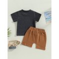 thumbnail image 4 of Gupgi 2Pcs Toddler Baby Boy Letter Print Short Sleeve Crewneck T-Shirt Solid Color Shorts Set, 4 of 6