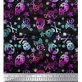 thumbnail image 1 of Soimoi Poly Georgette Fabric Star,Crossbones & Skull Halloween Printed Fabric 1 Yard 52 Inch Wide, 1 of 3