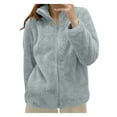 thumbnail image 1 of 2025 Veste Unie pour Femmes à Fermeture Éclair Complète, Chandails à Capuchon pour Femmes, Col à Fermeture à Glissière, Douillette, Longue Veste pour Femmes, Vêtement d'Extérieur, 1 of 3